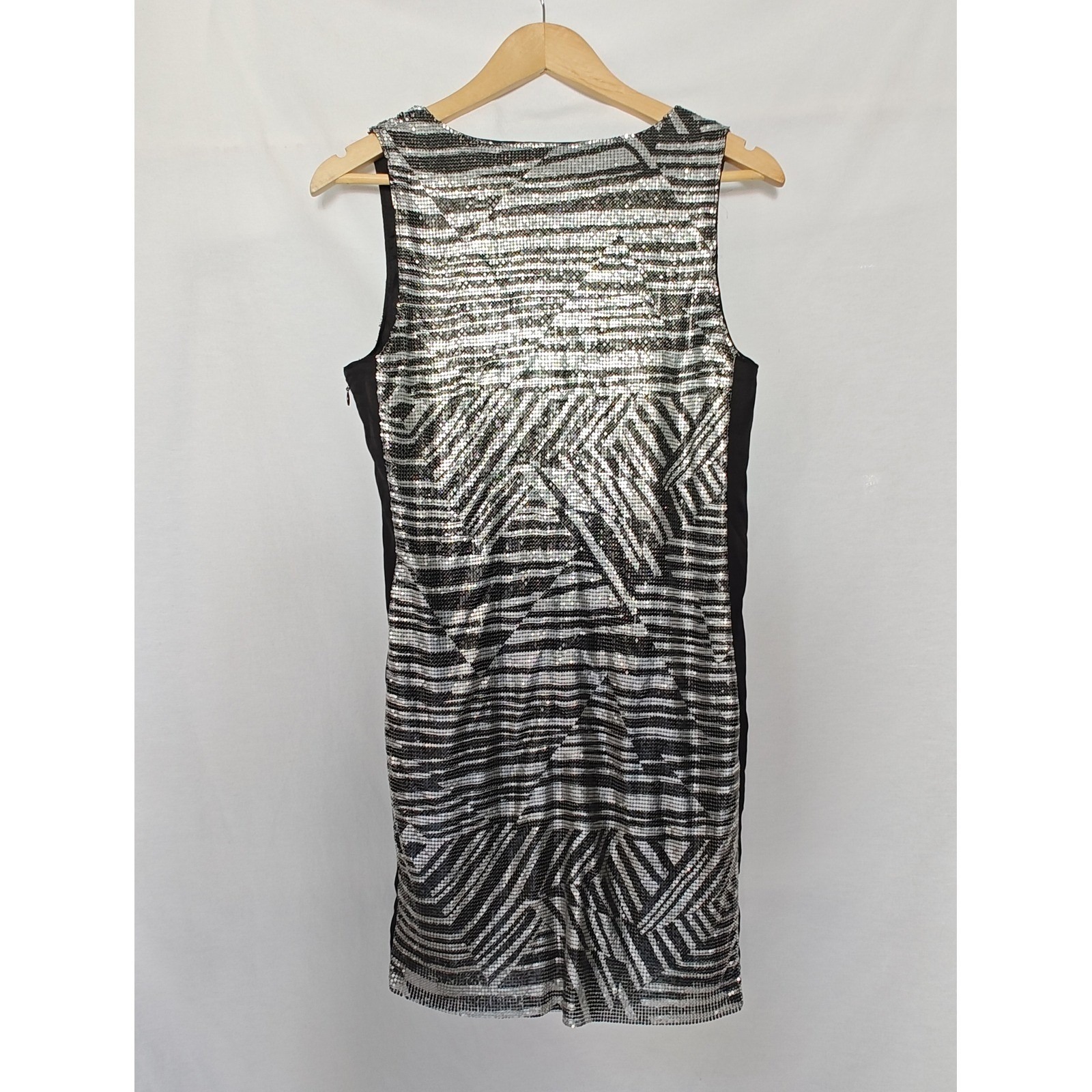 Ramy Brook Dress Printed Lola Black Silver Wrap Mini 0 Metal Relaxed Deep V New — image 4 of 8